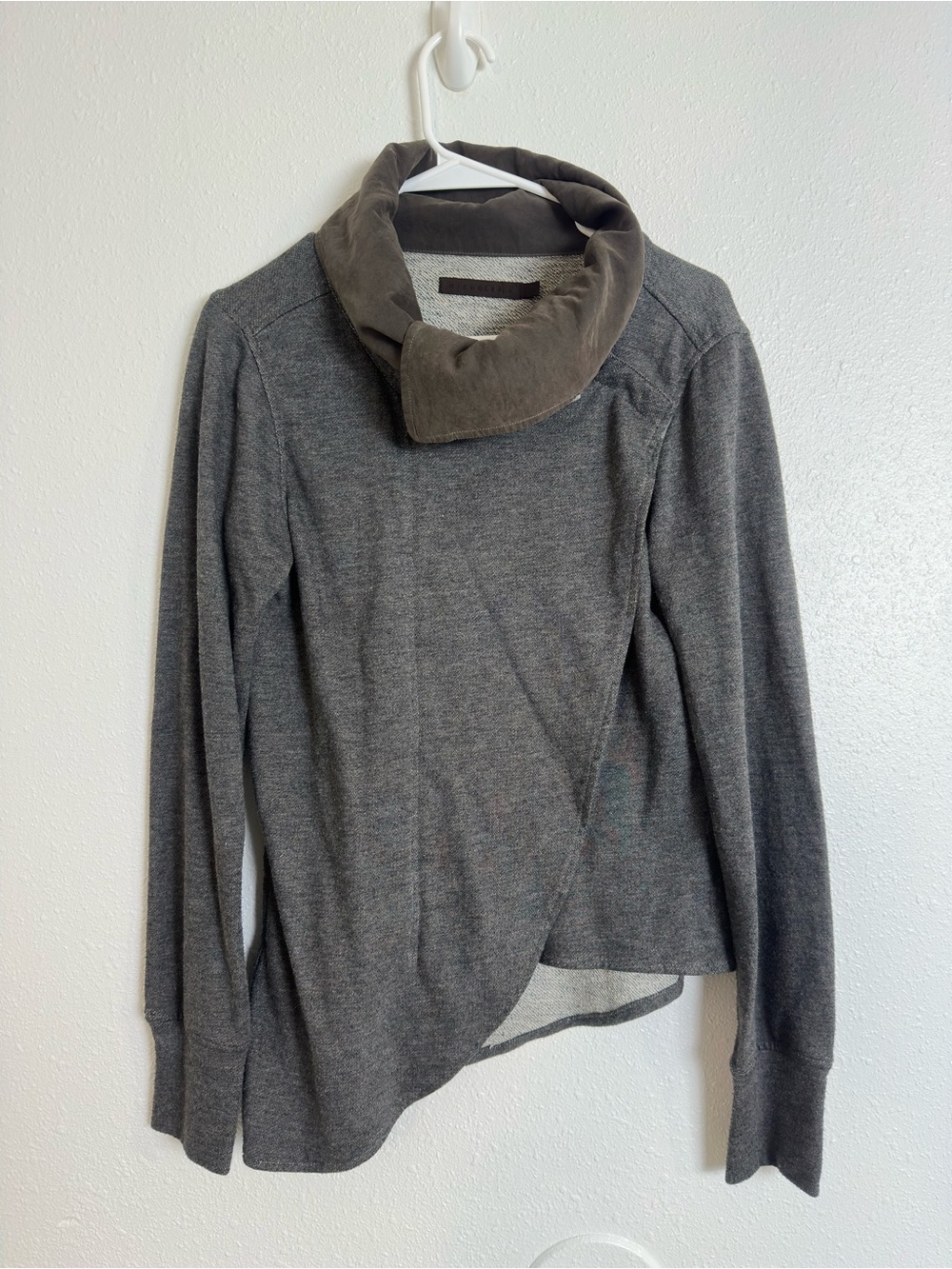 Nicholas K grey asymmetrical zip up sweater